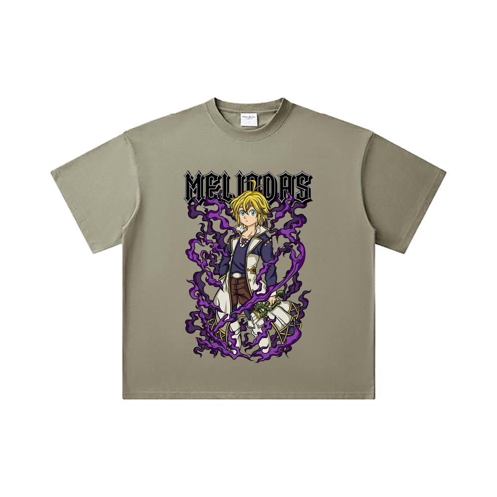 260 GSM Double Yarn 32 Count 100% Cotton Seven Deadly Sins V7 Meliodas Print Unisex Heavy Cotton T Shirt