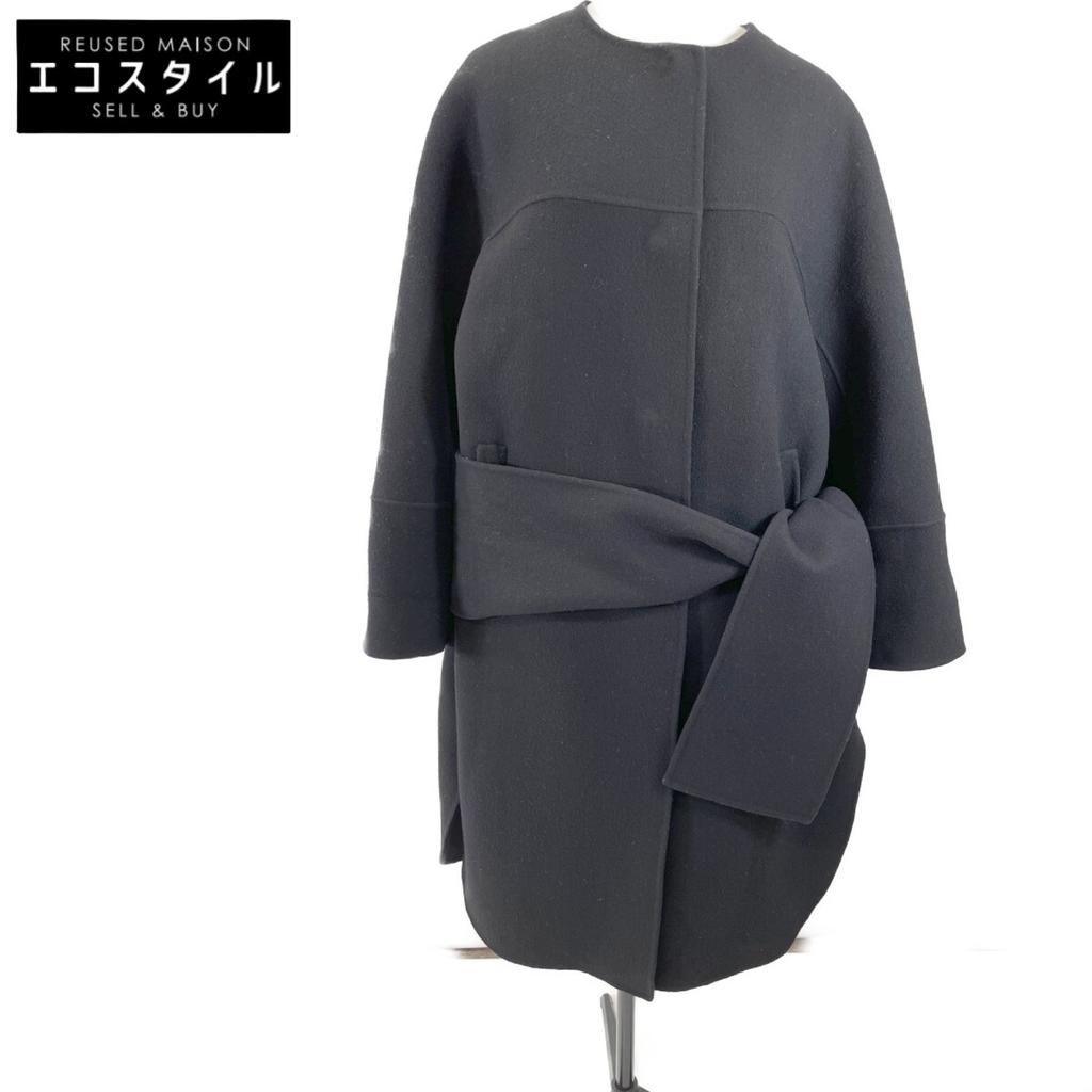 Adore Black Sandaloribar Collarless Coat 531-725115 Coat 38 blackUsed