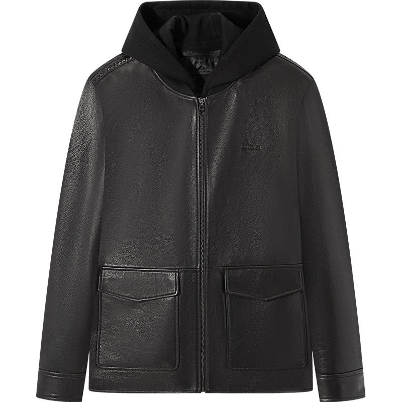 

Мужская куртка из овчины Qipai со съемным капюшоном XL