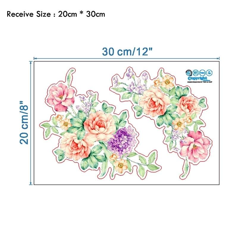 Peony Flower Wall Stickers Home Decoration Wallpaper Vinyl Wall Stickers Children Living Room Toilet Refrigerator Stickers LS