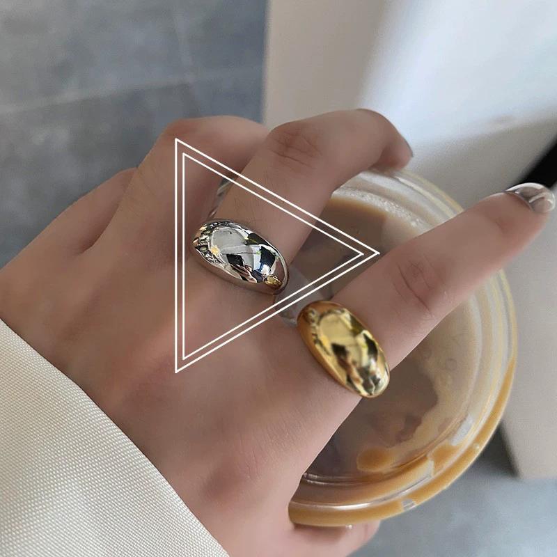 925 Sterling Silver Trend Arched Wide Ring For Female Geometry Punk Design Jewelry Asymmetric Gift Dropshipping