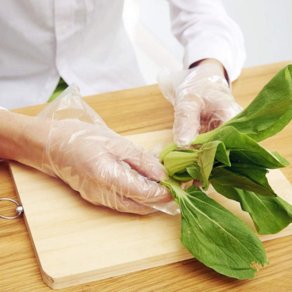 100pcs Disposable Transparent Pe Gloves Food Preparation Gloves Food Handling Uniform Size Clean And Hygienic