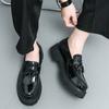 Black New Fashion Tassel Mens Party and Wedding Loafers Thick Soled Men's Dress Platform Shoes Comfortable Breathable Men Shoes