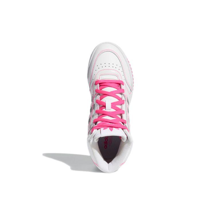 Adidas Originals Drop Step Synthetic Leather Retro Casual Non-Slip Durable High-Top Skate Shoes Women Sneakers White Pink FV4883