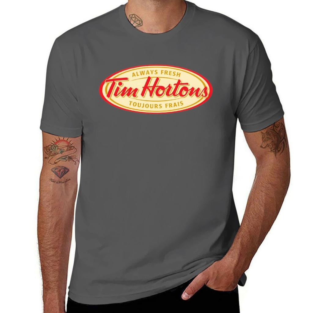 Tim Hortons Logo TShirt Classic Crew Neck Cotton TShirt