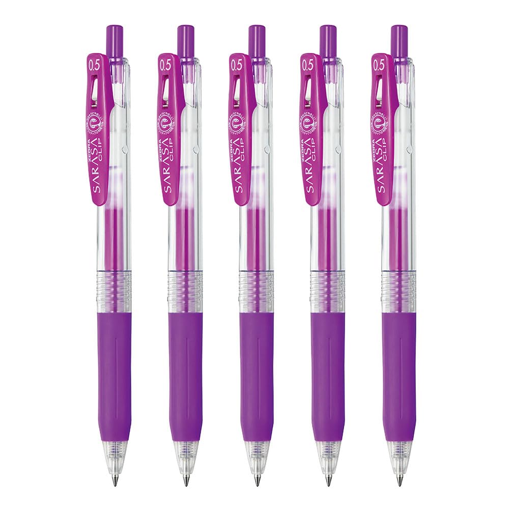 Zebra Sarasa Clip Gel Ballpoint Pen Purple 0.5mm 5-Pack P-JJ15-PU5-AZ