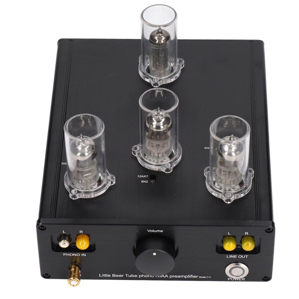 Vacuum Tube Preamplifier Aluminum Alloy Case Anti Interference Phono Preamp for Record Player US Plug 110V