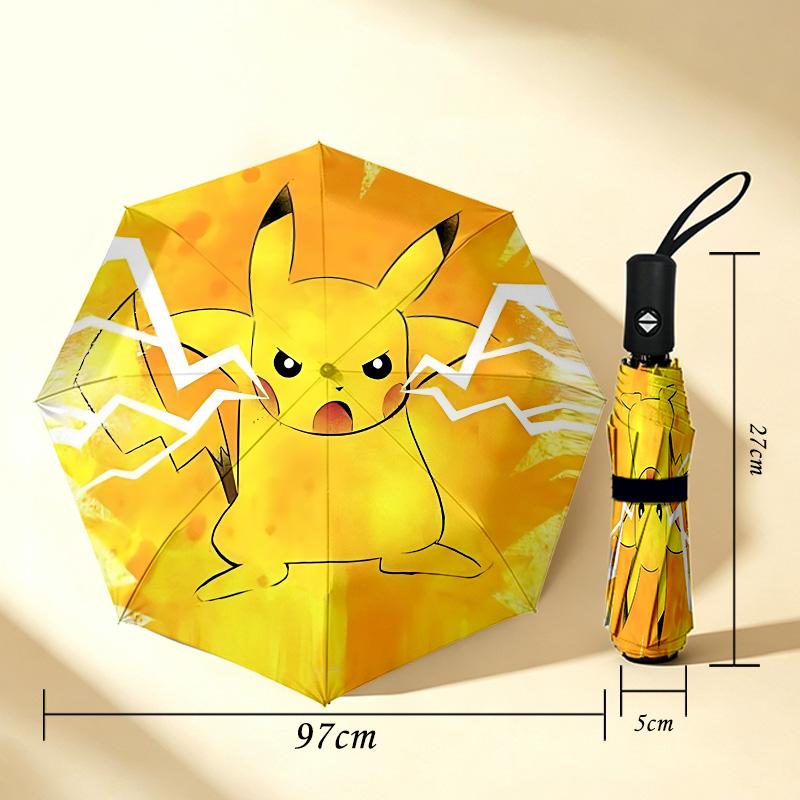 Pikachu Energy 8 Ribs 3Fold Black Glue Uv Protection Umbrella Sun Protection Rainproof Compact Folding Umbrella For Travel Daily Use C923609