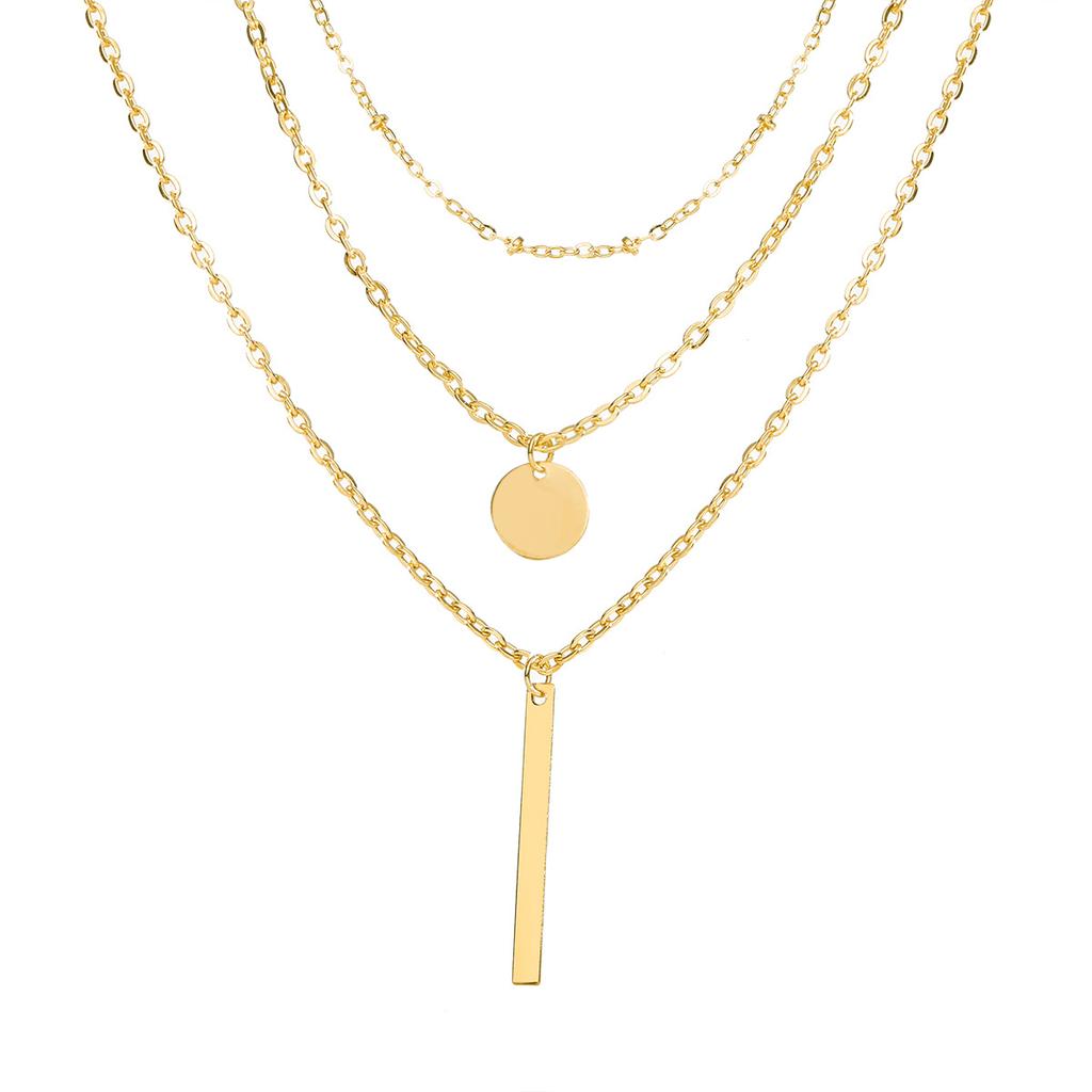 Collana Doppia Quadrata Rotonda Geometrica Lampeggiante da Donna Collana per Clavicola di Nicchia Fredda e Semplice Collana con Temperamento da Donna