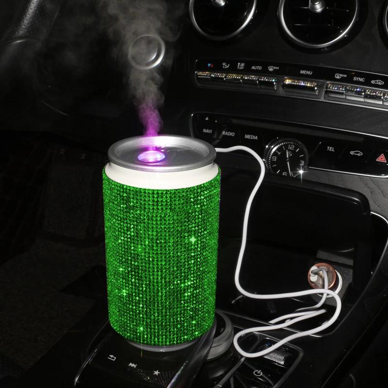Umidificator auto Diamond Crystal cu lumină LED Umidificatoare de birou Portabil USB Mini Odorizant de aer Accesorii auto pentru femei