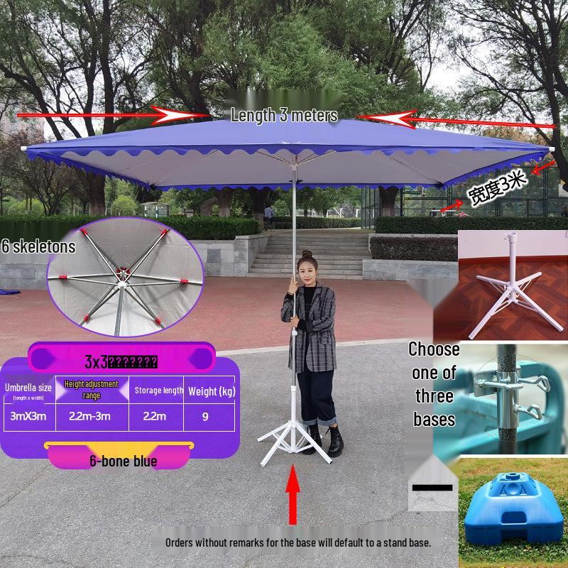 Large Outdoor Rectangular Sunshade Umbrella - Commercial Folding Awning for Courtyard