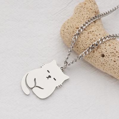 Super Cute Cat Pendant Necklace, Design Sense, Titanium Steel Necklace, Valentine'S Day Gift.