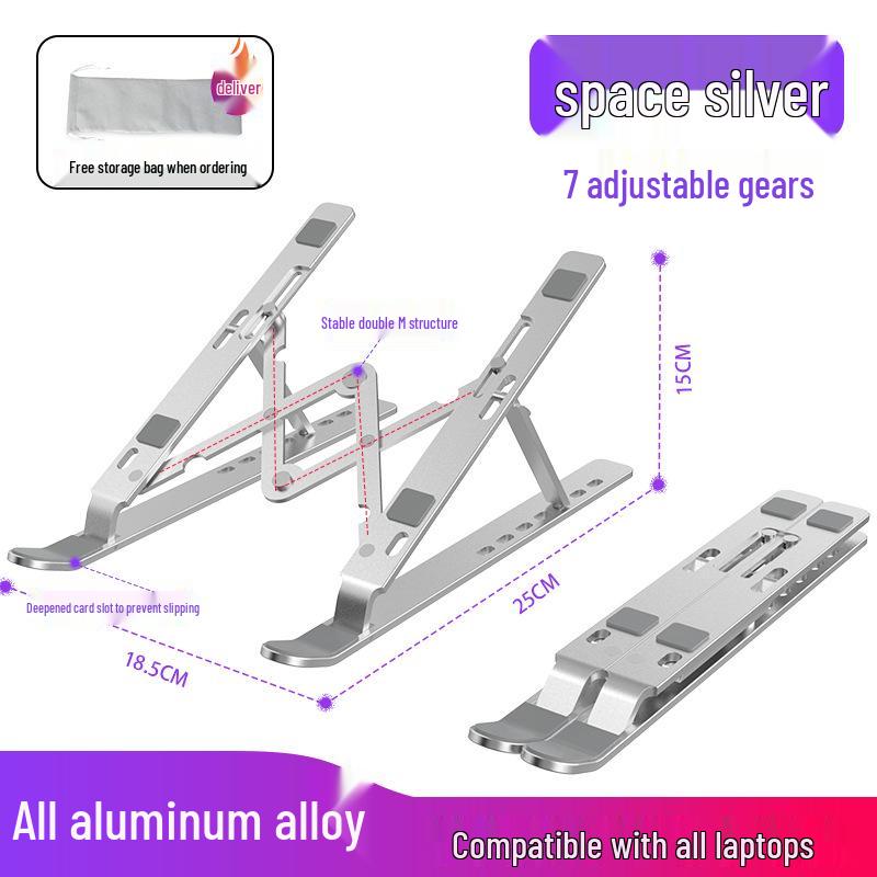 Double Layer Aluminum Laptop Stand with Cooling and Storage