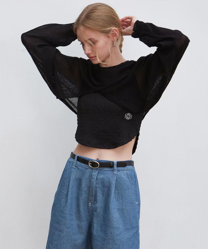 Nigaennikol Nicole Layered Knit Bolero_Black