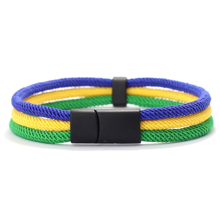 Nový tříbarevný náramek pro muže a ženy, barevně sladěný s vlajkou, pletený náramek, barevný třívrstvý sportovní jógový náramek na zápěstí, doplňky