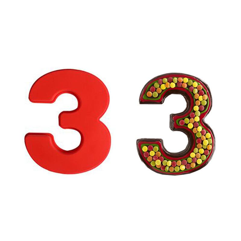 

4-дюймовая мультяшная цифровая силиконовая форма для мусса для шифоновых и праздничных тортов Number 3