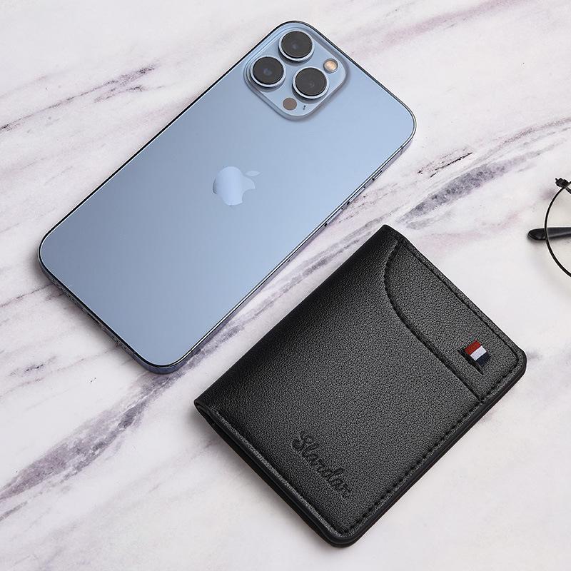 Portofel Mini Ultra-Subțire pentru Bărbați - Stil Tineresc, Vertical, Clip din Piele Moale, Design Coreean la Modă