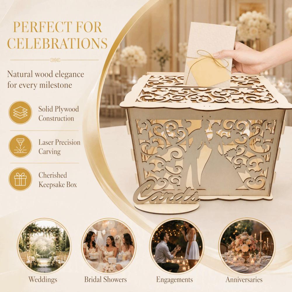 With Lock Wooden Envelope Box 22.5x15x15cm Wooden Money Box DIY DIY Card Box Bridal Shower