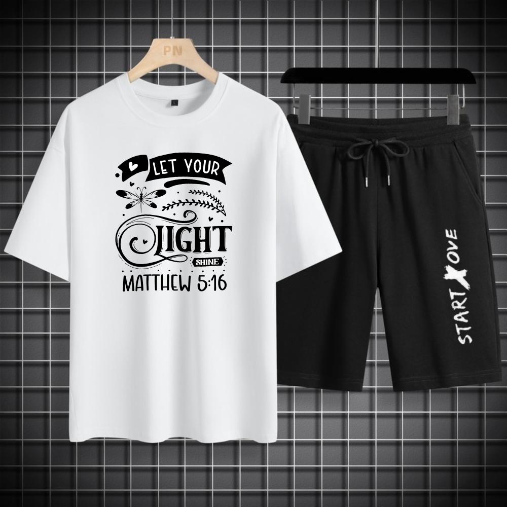 

Men s Sets Summer Quick Drying Let Your Light Shine Printed Graphic T-shirts Suitmen s Clothing S