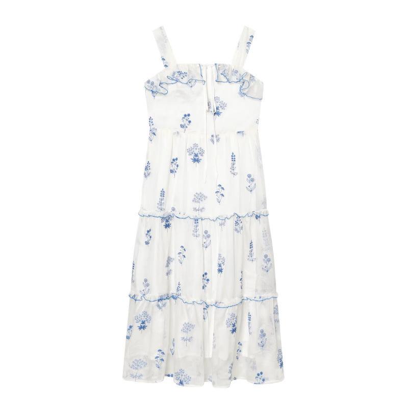 

2026 Spring Fashion Off-Shoulder Ruffled Embroidered Long Dress in European & American Style Large