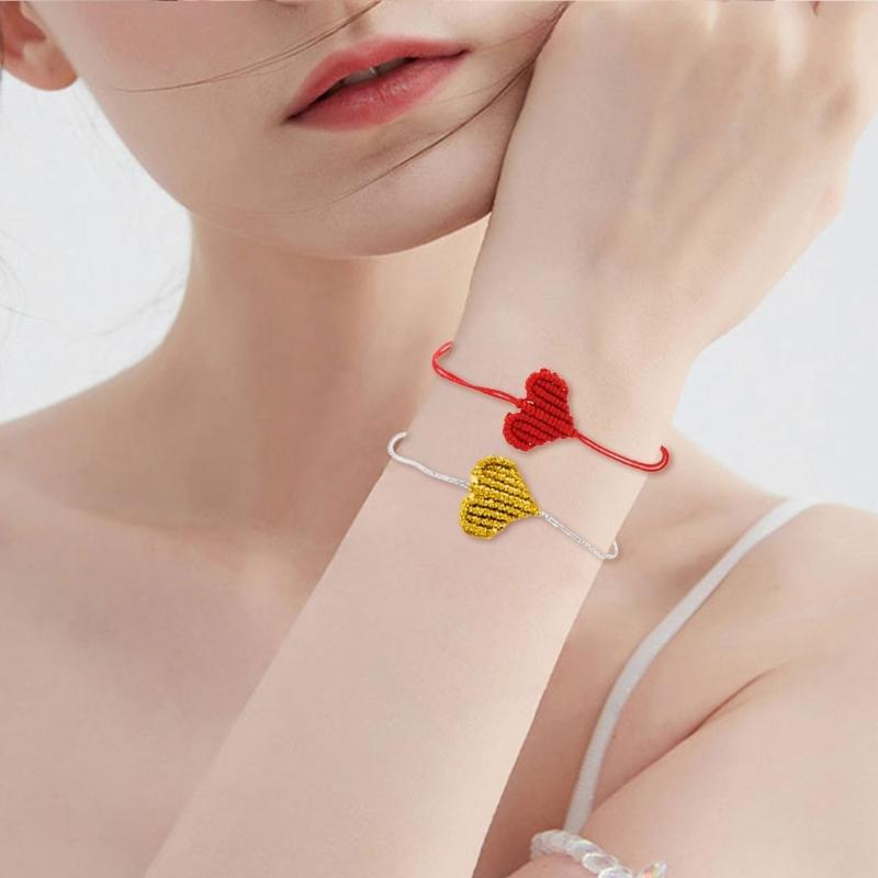 Romance Hemps Cord Bracelets Bohemian Braided Heart Pattern Unisex Love Tokens Handcrafted Couple Jewelry Accessory
