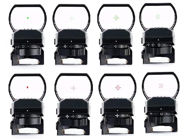 Hollow Tech Open Dot Sight, Rifle Sight Scope, Red and Green, 4 Types, 5 Levels, 20mm Compatible, Red/Green (TAN Color)