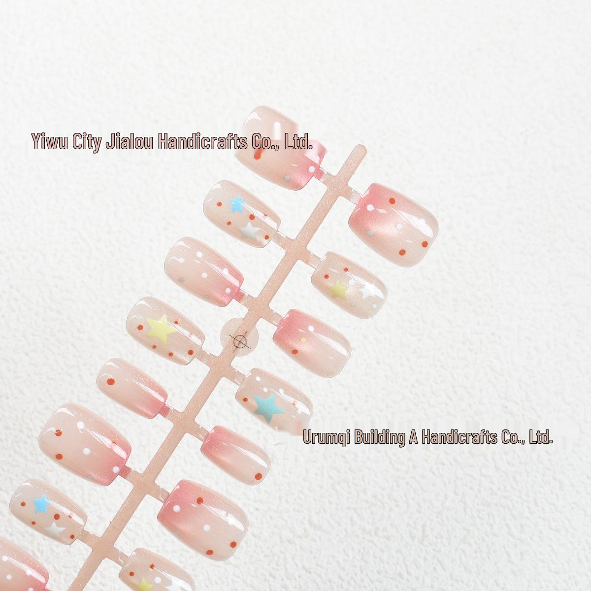 Cute Cat Eye Gradient Nail Art - Star Glass Beads Stickers