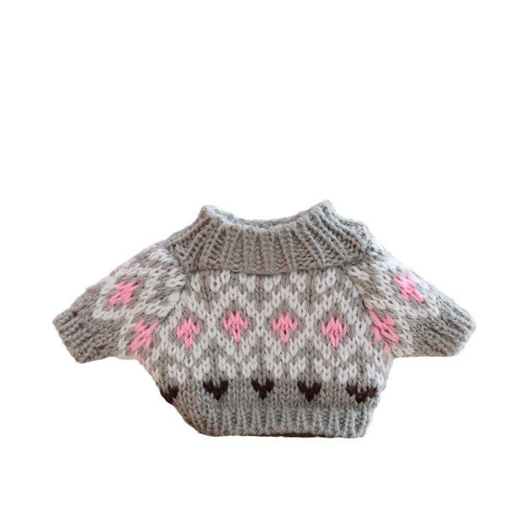Knitted Gray Sweater for 20cm Cotton Doll Plush Toy