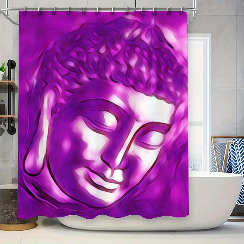 

Luxury 3D Printed Shower Curtain featuring a Vivid Purple Buddha Design Waterproof Fabric for Bathroom Decorations Available in 90x180cm