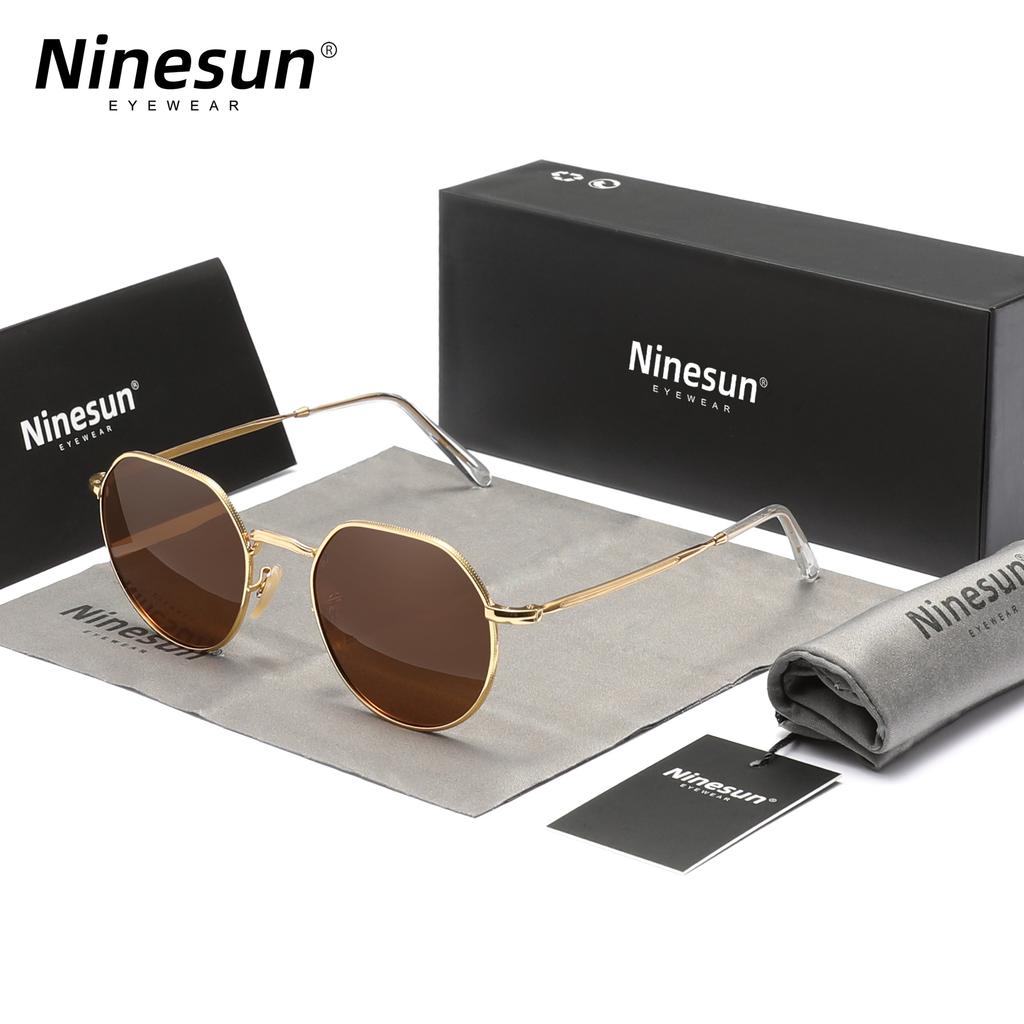 NINESUN New Polarized Sunglasses For Men Women Retro UV400 Round Alloy Frame Anti-reflection Glassses Luxury Eyewear