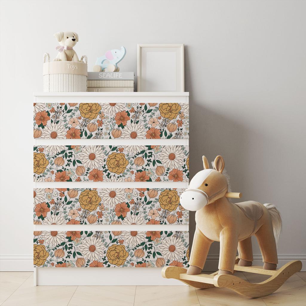 Retro Floral Peel and Stick Wallpaper Vintage Floral Wallpaper for Bedroom Living Room Renter Friendly Removable Contact Paper