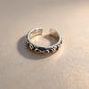 Retro Personalized Ins Hip Hop Versatile 925 Sterling Silver Jewelry Vintage Symbol Six Word Mantra Opening Rings 02891
