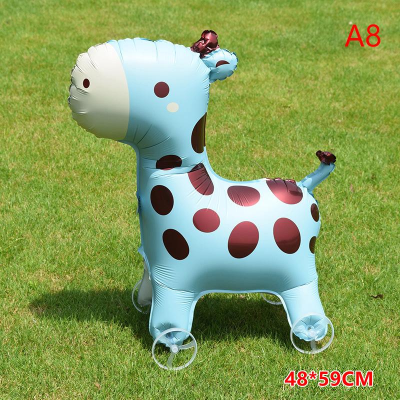 4D Cartoon Elephant Foil Balloon, Stand Walking Balloon with Wheel for Kids Birthday Party Baby Shower Decoration