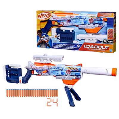 Hasbro Nerf Loadout Arctic Zero Striker Blaster with 4 Interchangeable 24 N1 and a Toy Gift for Ages Authentic Accessories, Darts, 6-Dart Built-in