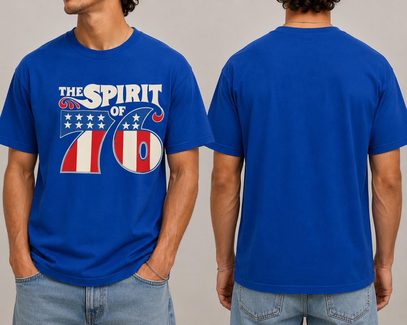 Spirit of 76 T-Shirt | Vintage American Flag Retro Patriotic Graphic Tee XL