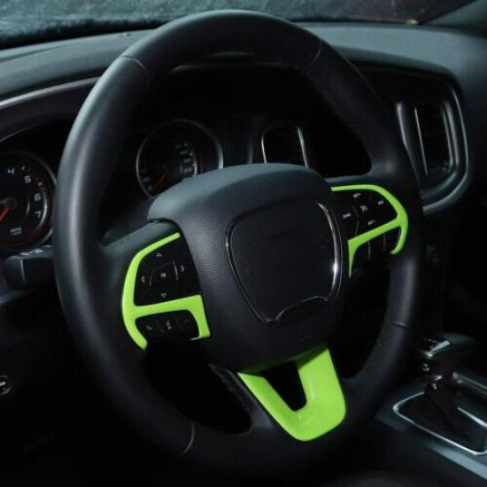 Green Steering Wheel Trim Cover for 15-20 Dodge Challenger/Charger/ Durango/SRT8