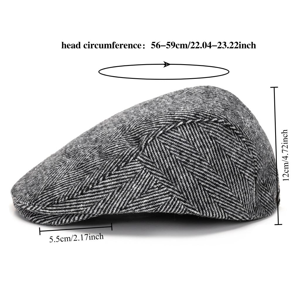 Vintage Striped Beret Women Autumn And Winter Artist Painter Hat Korean-Style Casual Versatile Trendy Ivy Cap Men Newsboy Cap