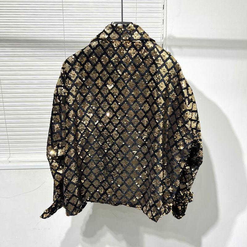 Velvet Sequined Embroidered Men's Jacket for Trendy Hairstylists