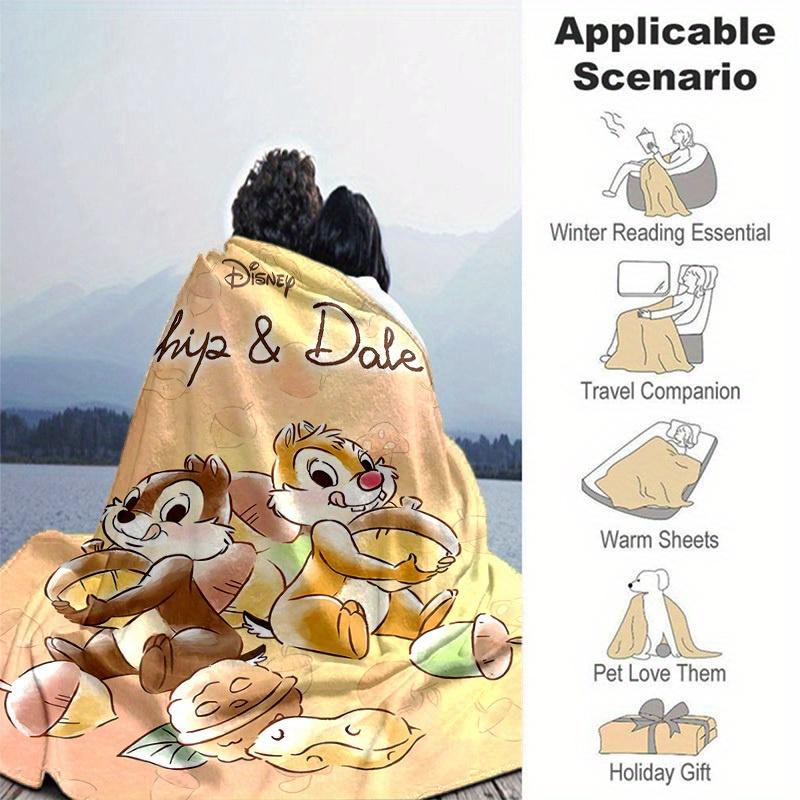 1pc, Chip & Dale Blankets, Autumn Acorn Theme, Seasonal Decorative Blanket, Soft Flannel Throw Blanket - Versatile & Cozy for Bedroom, Livin