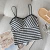 Korean Version of Slim Contrasting Striped Strap Inner Sporty Back and Slim Base Design with Chest Pad Top