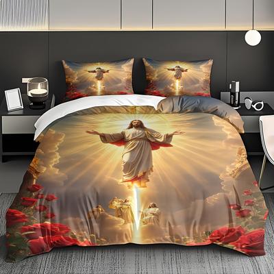 3-teiliges komfortables Bettbezug-Set mit Engelsmotiv, weich, hochauflösender Digitaldruck, perfektes Geschenk, weich, atmungsaktiv, 100 % Polyester