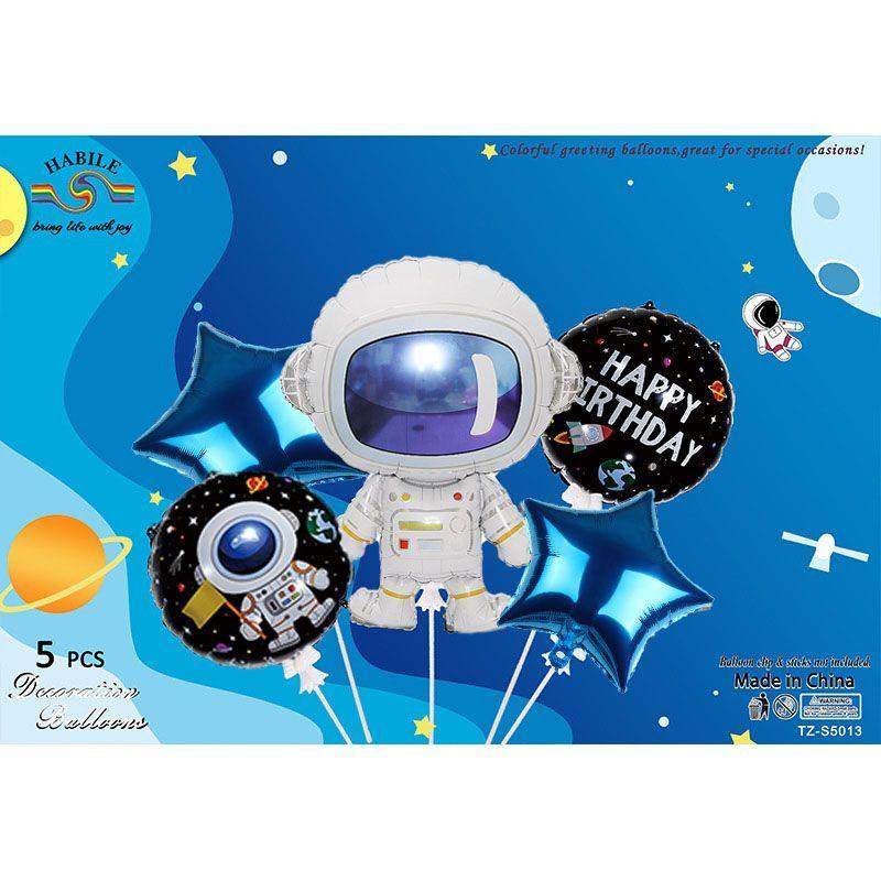 Astronauten, Weltraumraketen, Latexballons, Dekorationen für Kinder-Themenparty, Schwarze und blaue runde Ballons