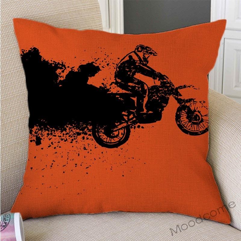 Motorcycle Art Biker Club Decoration Throw Pillow Case Us Retro Letter Print Free Spirit Motorbike Cotton Linen Cushion Cover