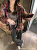 Women's American Design Retro Plaid Shirt Jacket - Loose Casual Spring Long Sleeve Top