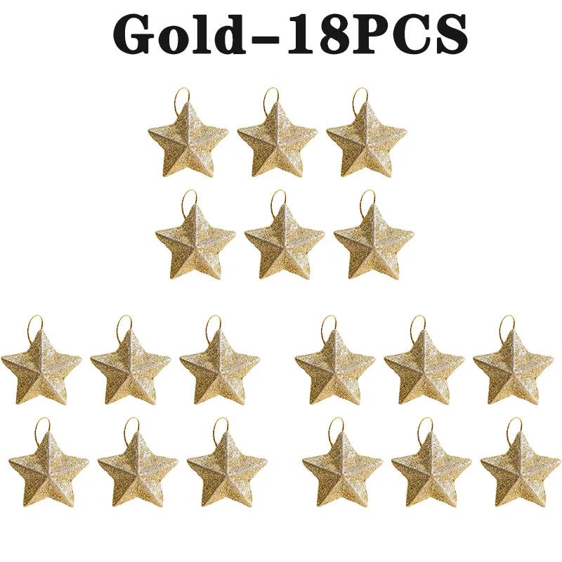 Guldglitter Stjärnprydnader Julgran Hängande Hänge 2025 Juldekorationer för Hemmet Navidad Nyårsfest DIY-gåva