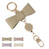 [akoyo] Reel Strap, Reel Keychain, Ribbon Bag Charm, Women's, Extendable Keychain with Reel, Pass Case, Key Holder, Detachable (Apricot)