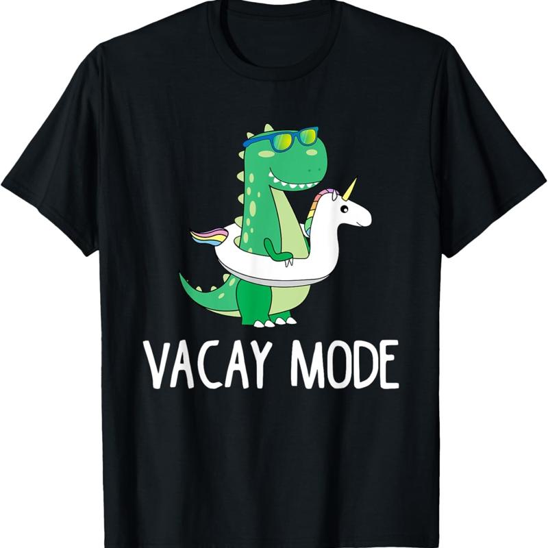 Vacay Mode Cute Dinosaur T Shirt Funny Family Vacation - Men s Summer Cotton Graphic Tee S разноцветный