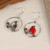 Bohemian Style Simple Vintage Redbird Branch Design Metal Hook Earrings for Women To Wear On Holiday