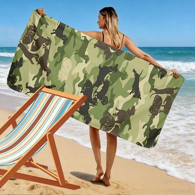Serviette Teckel Camouflage Un incontournable pour les voyages à la plage