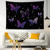 Purple Butterfly Tapestry Wall Hanging Black Starry Night Sky with Celestial Galaxy Wall Tapestry Bohemian Wall Decor Bedroom